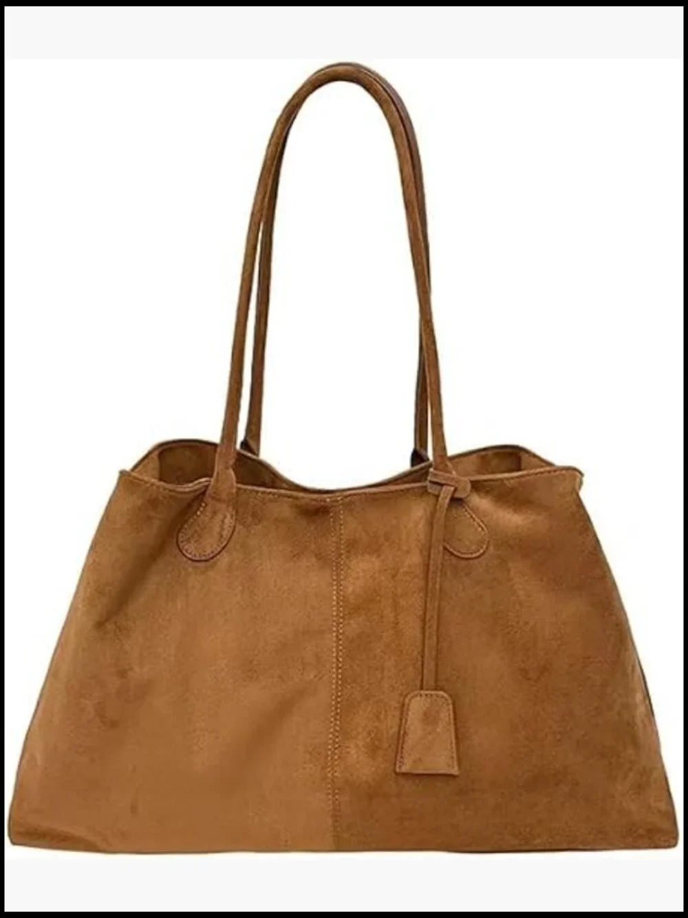 Large Faux Suede Hobo Tote Bag Magnetic Snap Closure Work Travel